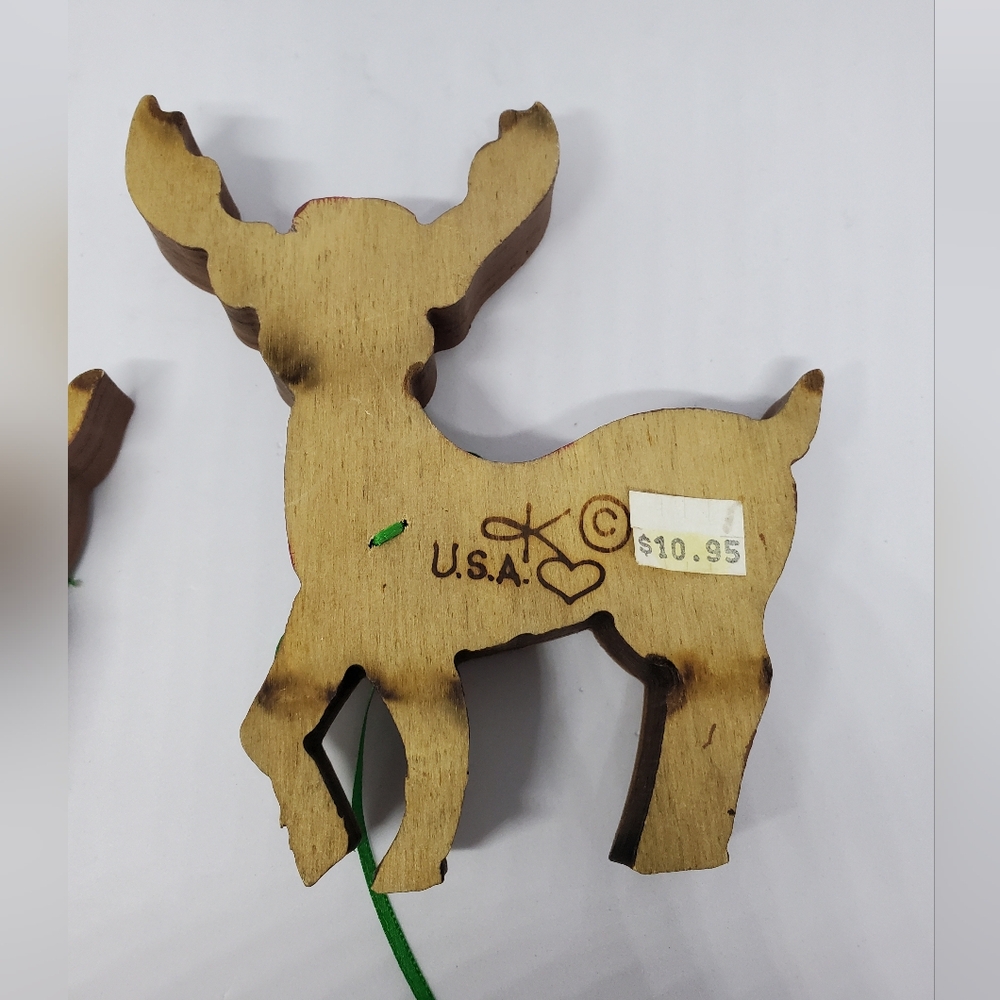 Sheila's Collectibles Vtg Wood Reindeer Figures Primitive Rustic Christmas 5.25" - Picture 14 of 14